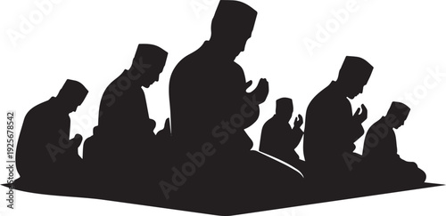 Muslim People Praying Silhouette – Islamic Prayer Ramadan Kareem Background