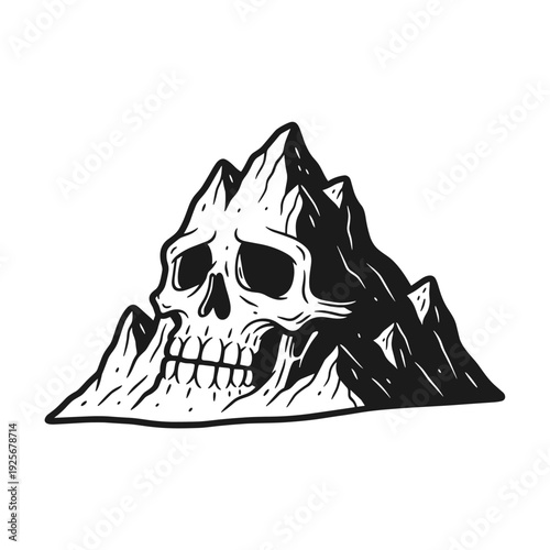 Skull Mountain Illustration - A Unique Fusion of Mortality and Nature.