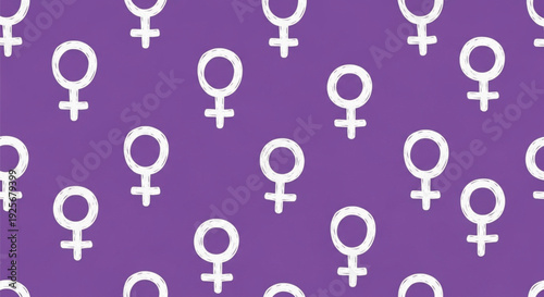 Seamless Feminist Venus Symbol Pattern on Purple Background