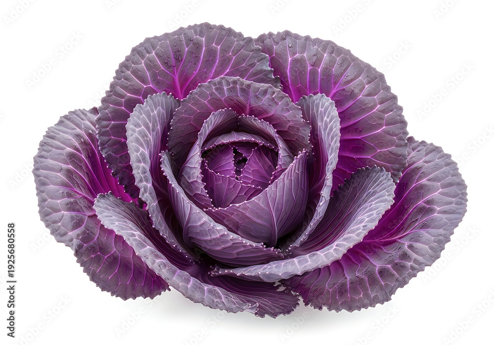 Fototapeta premium Fresh purple cabbage head isolated on white background for food and health
