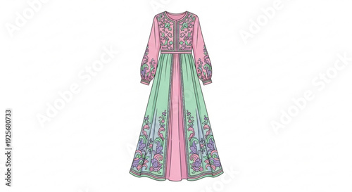 Colorful floral patterned long sleeve dress