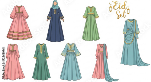 Eid festival traditional muslim women clothing set