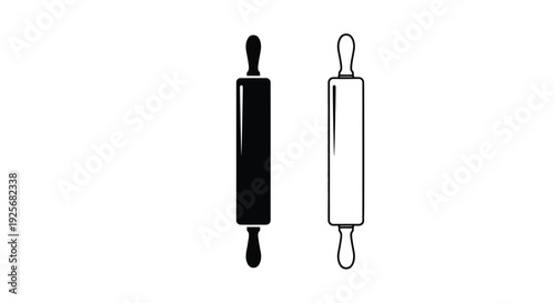 Two rolling pins one dark and one light shown as a silhouette