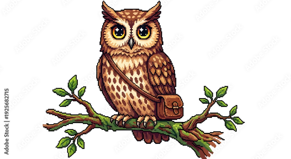 Obraz premium Brown Owl On Branch.