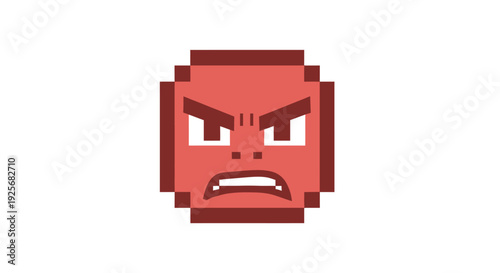 Angry Pixelated Face Icon.