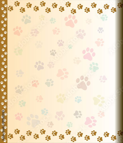 Paw Prints Background. Cute pets and Dogs pets paw print isolated on white background.