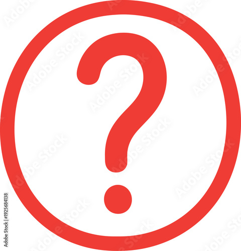 Red Question Mark Icon in Circle Isolated on White Background for Help and Support Concepts
