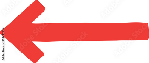 Bold red left arrow icon isolated on white background for web, signage, and graphic design