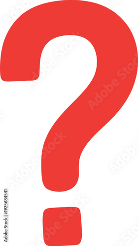 Bold Red Question Mark Icon Isolated on White Background for FAQ and Help Concepts