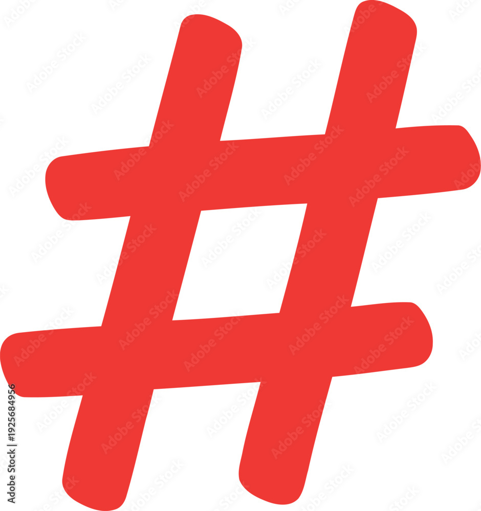 Obraz premium Bold Red Hashtag Symbol Isolated on White Background for Social Media and Digital Marketing Design