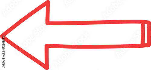Red Hand Drawn Left Arrow Icon Isolated on White Background for Directional Design