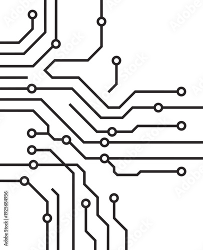 Printed circuit board PCB silhouette icon with electronic pathways and engineering theme for technology design - black vector illustration set
