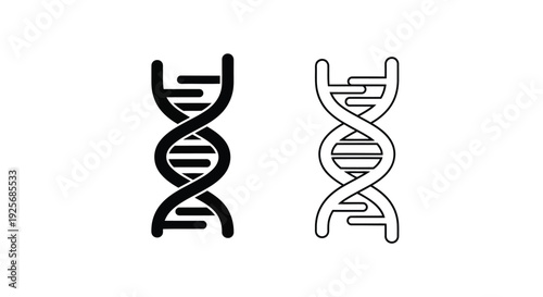 Two depictions of dna structure presented in a stark black silhouette