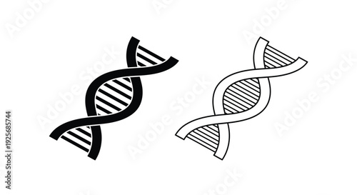 Two depictions of dna structure as a black silhouette