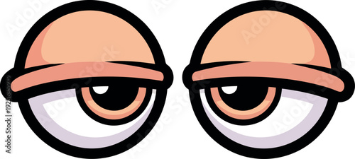Cartoon sleepy eyes vector illustration isolated on white background for emoji, sticker, and comic design
