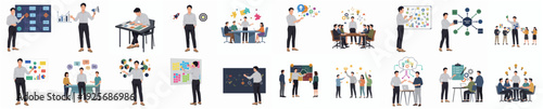 Flat Style Various Business and Education Presentation Illustration Man Character Design
