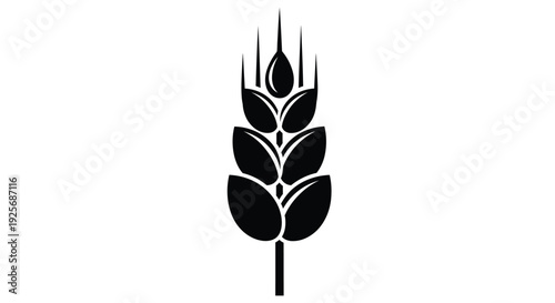 A striking black silhouette of a wheat stalk simple and elegant silhouette