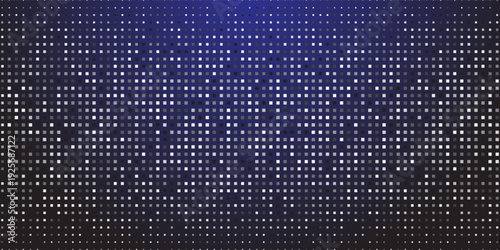 Digital pixels. Blue technology background with glowing squares on dark space. Abstract tech concept. Futuristic pattern with lighting elements for innovation or big data concept. Vector illustration.
