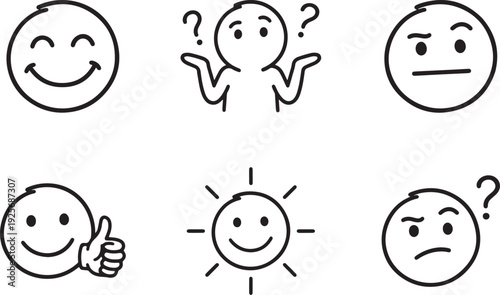 Collection of emoticon faces with different expressions