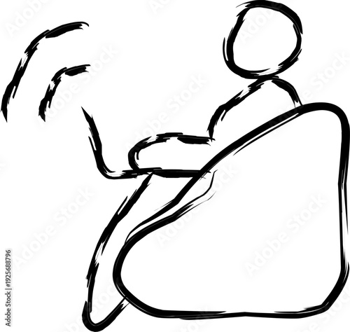 Hand drawn flexing arm icon with strong bicep, bold black ink sketch style symbolizing fitness, strength and power, minimal line art on white.