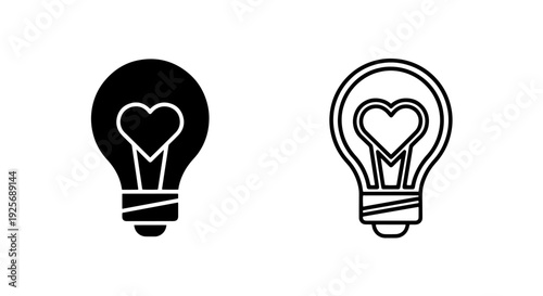 Creative Love and Heartfelt Idea Icon with Light Bulb and Heart Symbolizing Passionate Inspiration