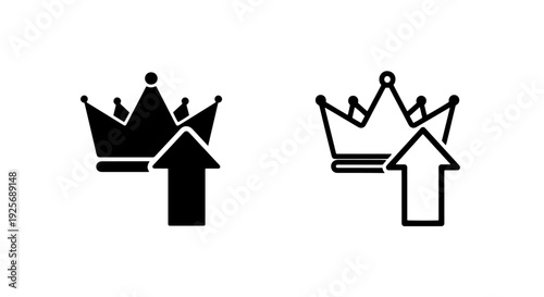 Royal Power and Ultimate Success Icon with Crown and Upward Arrow Symbolizing Achievement