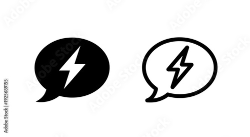 Urgent Communication and Brilliant Idea Icon with Lightning Bolt in Speech Bubble Symbolizing Speed