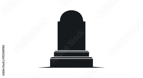 Simple black silhouette of a tombstone or gravestone on a white background