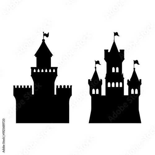 Castle silhouette vector illustration for medieval fantasy fairytale design and prints and art projects