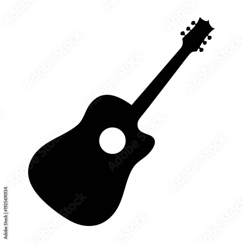 Acoustic guitar vector silhouette: musical instrument icon for music lovers and guitarists design needs