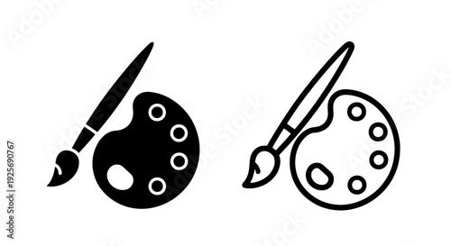 Artist's Palette and Brush Icons, essential tools for painting and creative expression.