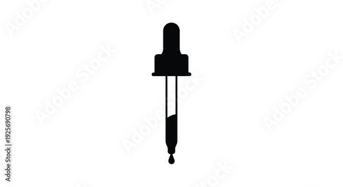 A black dropper illustration against a white background a stark silhouette