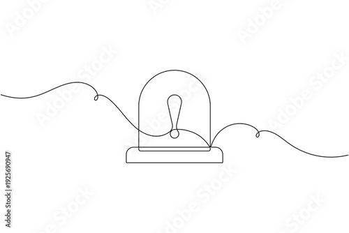Warning alarm siren icon continuous one line art single drawing on white background minimalist emergency alert safety and caution danger sign symbol outline vector illustration