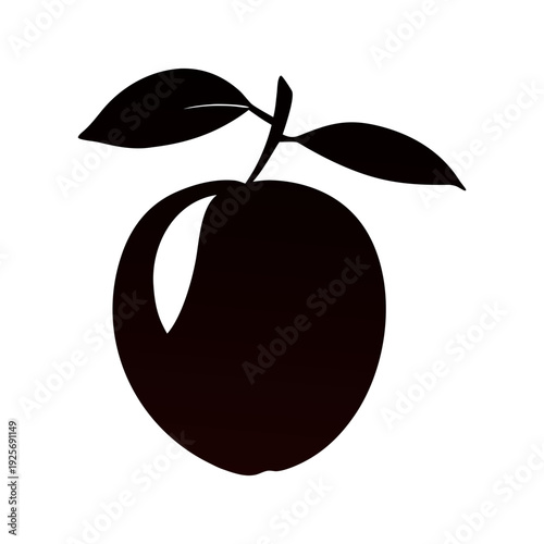 Black apple fruit illustration vector drawing fresh healthy food design graphic image silhouette isolated