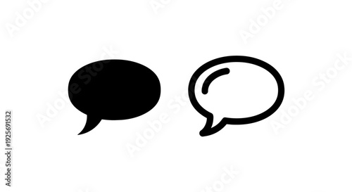 Communication Speech Bubble Icon: Black Oval Chat Symbol for Message, Dialogue, and Conversation Interfaces
