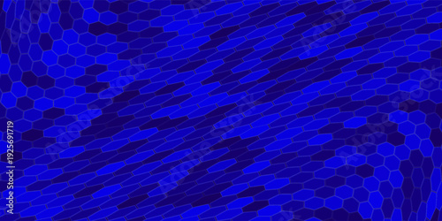 Blue Hexagon Pattern. Abstract Medical Chemical Tech Background. Hexagonal Pattern for Hi-Tech Science Design. Cyber Hexagon 3D Grid Sci-Fi Game Backdrop. Vector Illustration.