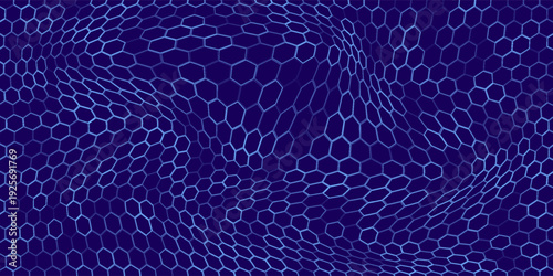 Blue Hexagon Pattern. Abstract Medical Chemical Tech Background. Hexagonal Pattern for Hi-Tech Science Design. Cyber Hexagon 3D Grid Sci-Fi Game Backdrop. Vector Illustration.