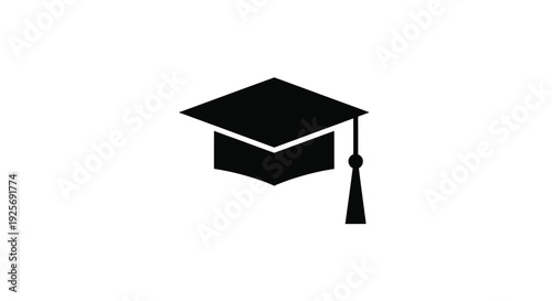 A simple graduation cap illustration in stark black silhouette