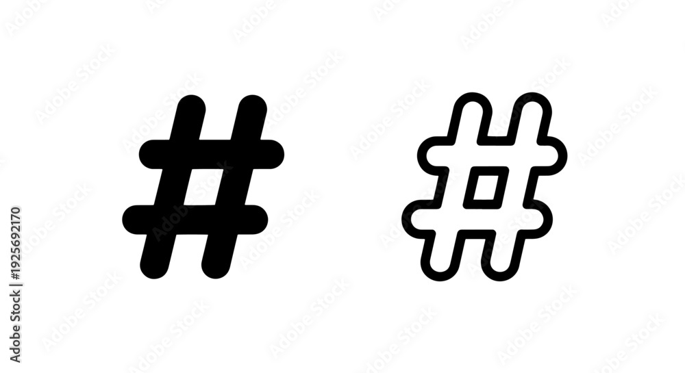 Obraz premium Contemporary Hashtag Symbol for Social Media and Digital Trends, Rounded Icon for Online Communication