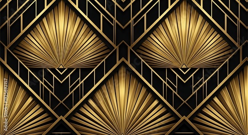 Art Deco Geometric Pattern in Gold and Black image