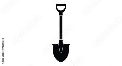 A black silhouette of a garden spade simple tool outline silhouette