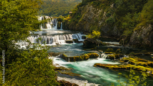Una river cascading waterfalls in Bosnia and Herzegovina.