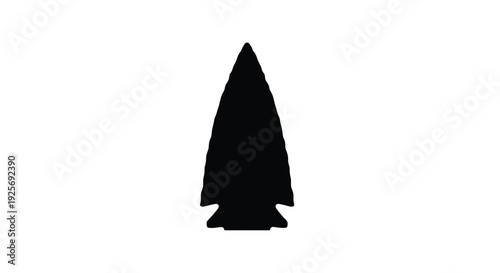 A sharp dark arrowhead shape against a white background silhouette