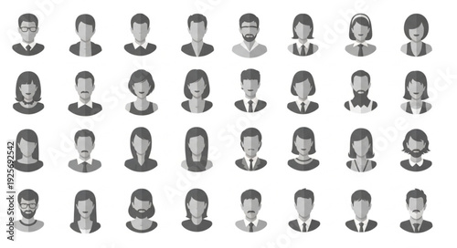 Collection of Diverse Human Avatar Icons Representing People.