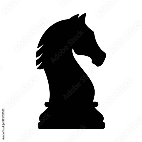 Black chess knight piece silhouette vector graphic for games strategy and design templates use