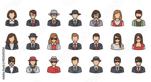 Collection of Diverse Cartoon People Avatars with Various Styles.