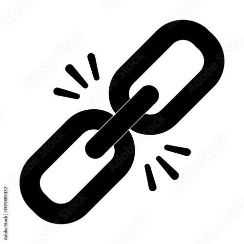 Broken chain link icon vector illustration for connection failure and disconnection concept design