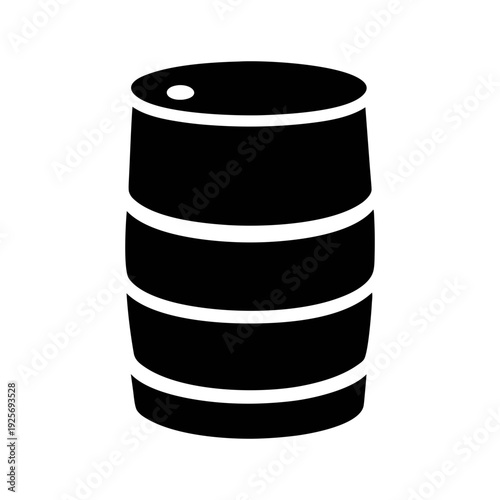Black oil barrel drum container storage industry fuel liquid chemical waste vector icon symbol