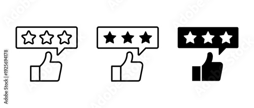Thumbs Up Speech Bubble Vector Icon Set. Review Feedback Symbols