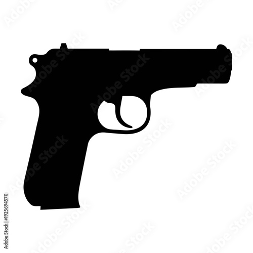 Download high resolution silhouette of a handgun pistol firearm for graphic design and art projects